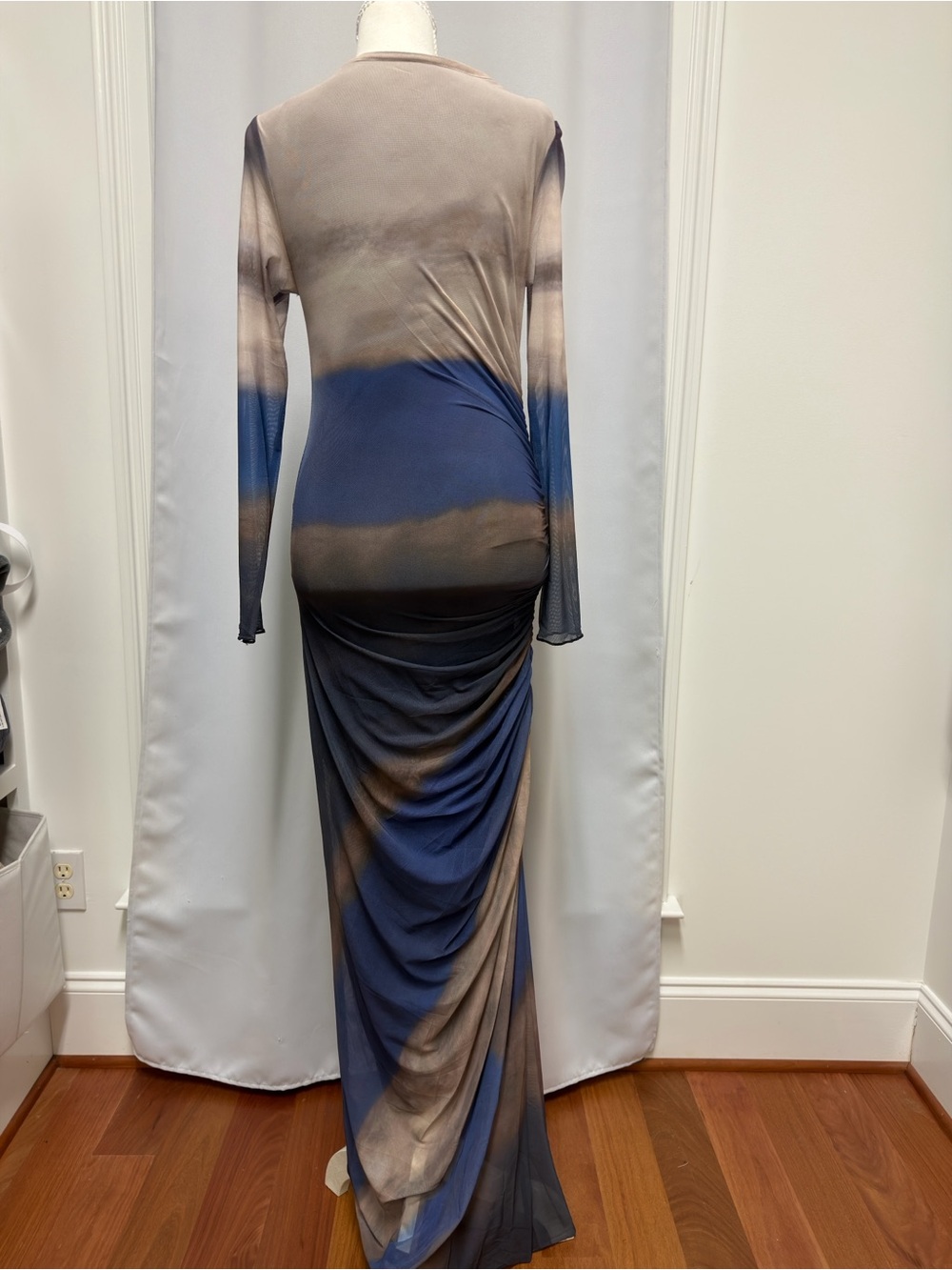Long Sleeve Ombre Bodycon Maxi Dress in Blue Taupe - Picture 3 of 3